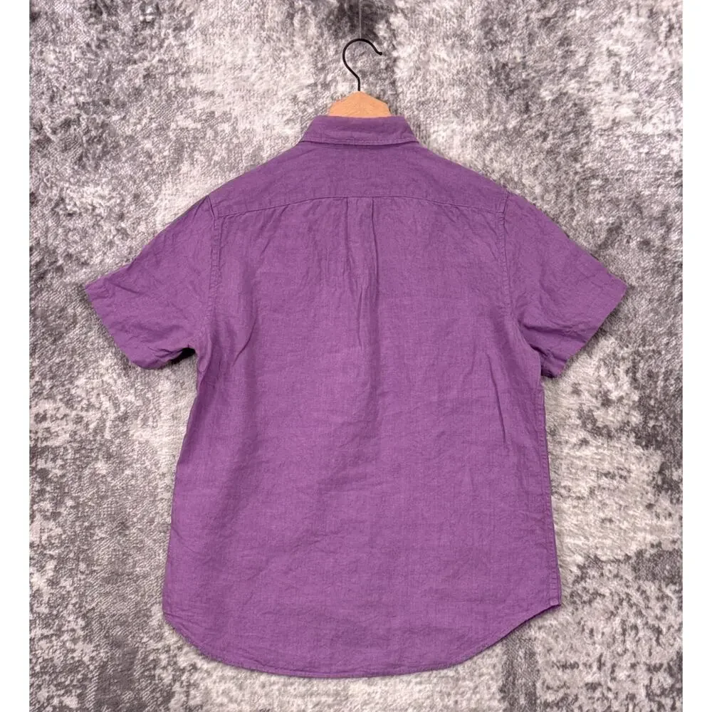 J Crew Shirt Small Mens Purple Baird McNutt Irish Linen Short Sleeve Button
